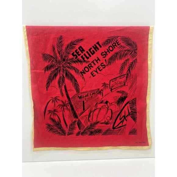 Vintage 70's 80' Sea Flight North Shore Eyes VW Surf Point Bandana Handkerchief - Picture 1 of 12